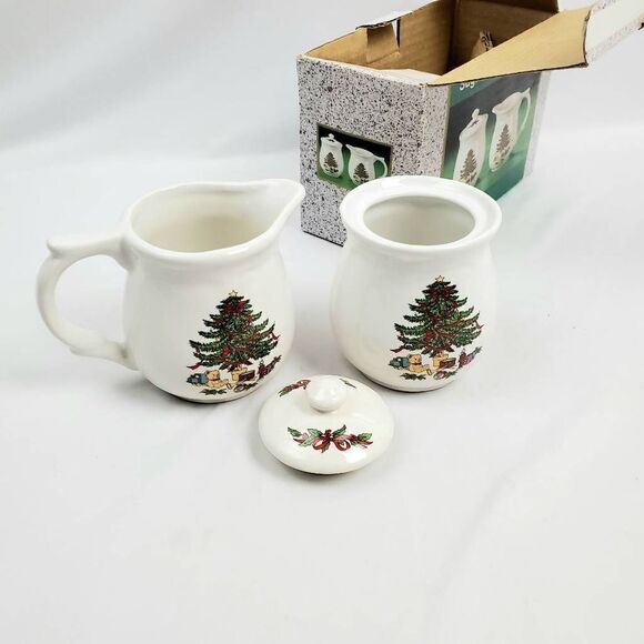 Holiday Christmas Theme Sugar and Cream Set - Picture 1 of 7